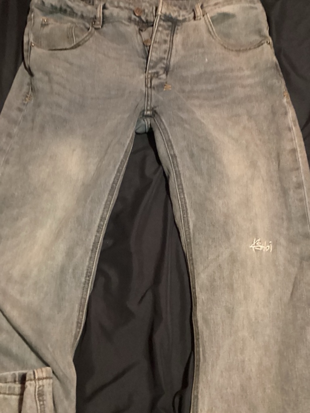 Ksubi Washed Grey Relaxed Jeans with Subtle Logo